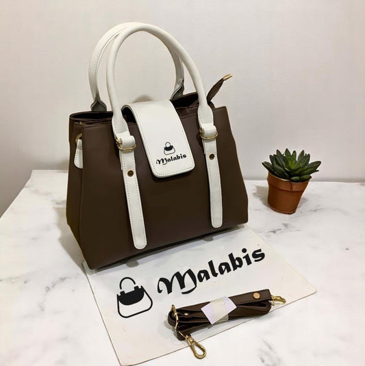 Malabis.Bags Black & White Structured Handbag for Women