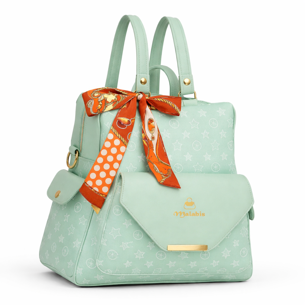 Malabis.Bags Blush Pink Printed Backpack for Women