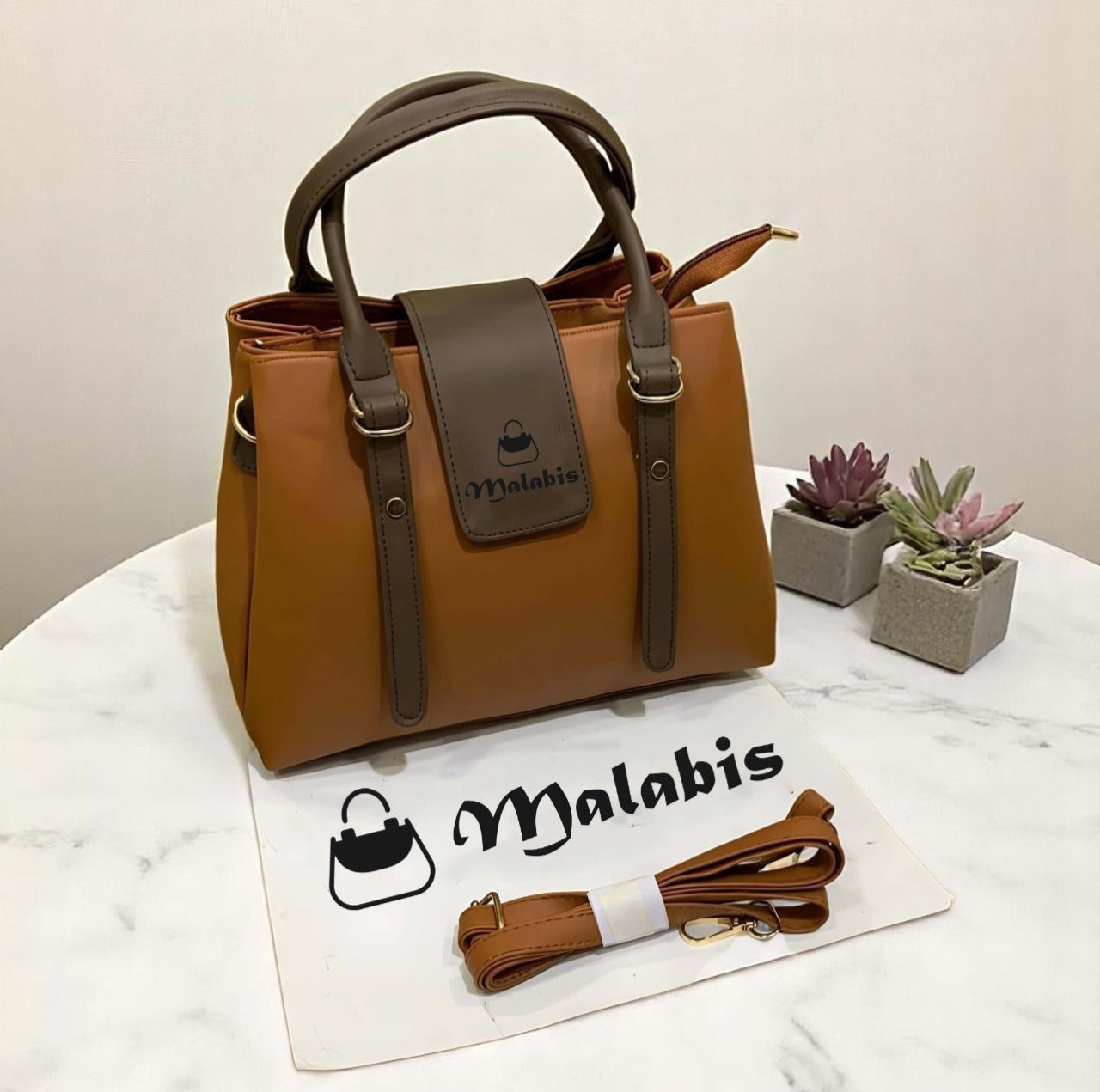 Malabis.Bags Black & White Structured Handbag for Women