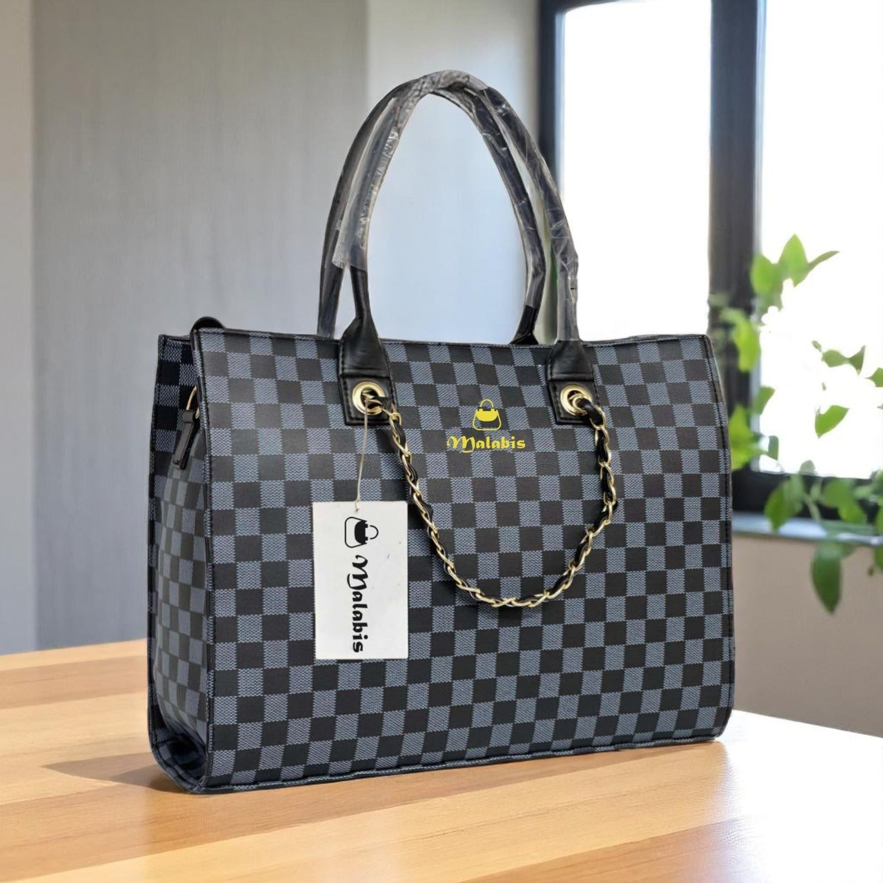 Malabis.bags Checkered Chain Tote – Premium Everyday Carry