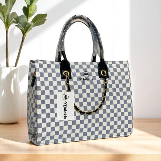 Malabis.bags Checkered Chain Tote – Premium Everyday Carry