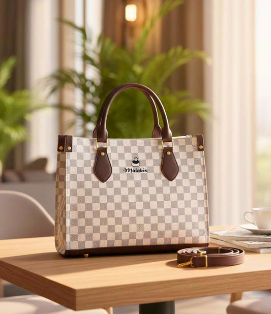 Malabis.bags Checkered Structured Handbag – Premium Everyday Style
